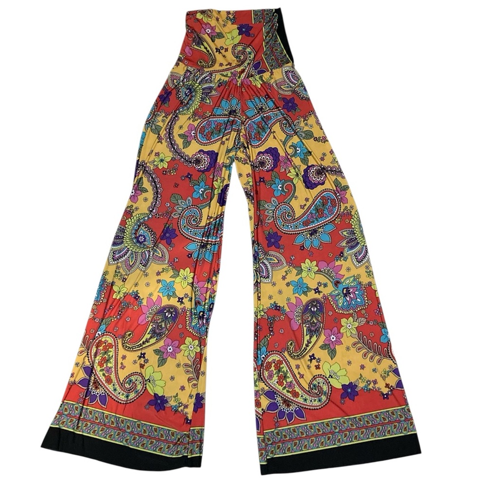 Colorful Paisley Wide-Leg Pants
